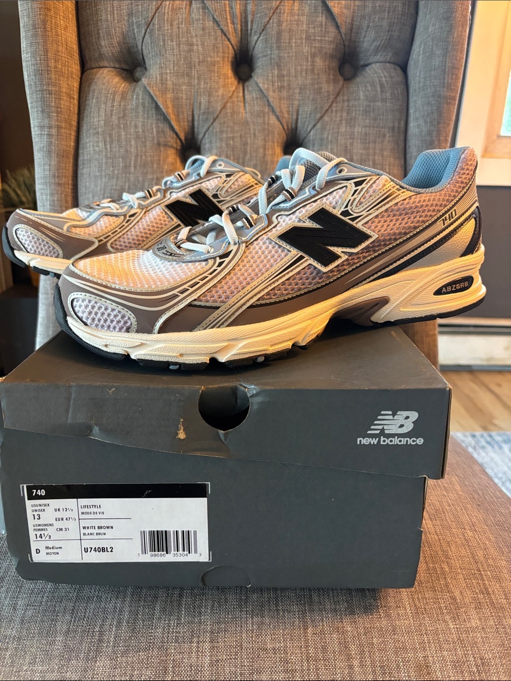 New Balance Men's 740 Athletic Shoes in Light Blue and Gray